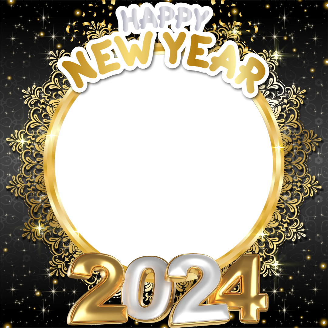 New Year 2024 Golden Sparkle Profile Frame Twibbon